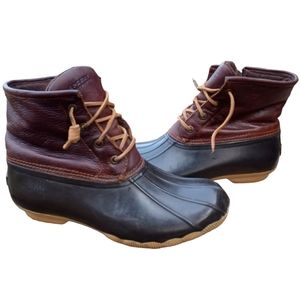 Sperry topsider brown leather waterproof duck/rubber boots sz 8.5